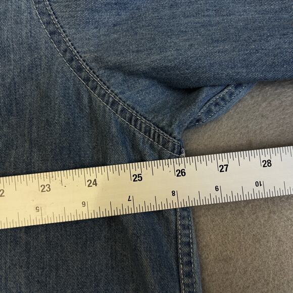 Vtg Cleveland Browns Embroidered Helmet Button Down Shirt Mens XL Blue Denim NFL - Picture 4 of 7